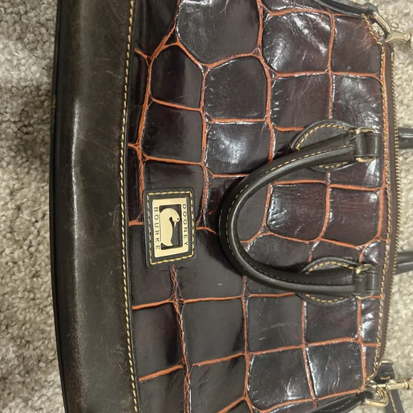 Dooney & Bourke Brown Croc-Embossed Leather Bag - Picture 6 of 12